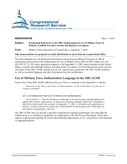 Presidential References to the 2001 Authorization for Use of Military