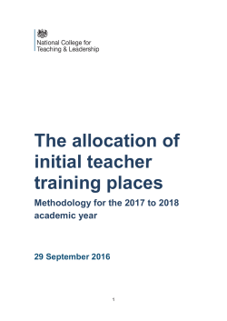 The allocation of initial teacher training places 2017 to 2018