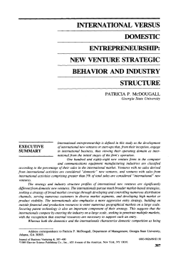 INTERNATIONAL VERSUS DOMESTIC ENTREPRENEURSHIP