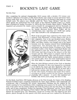 Rockne`s Last Game