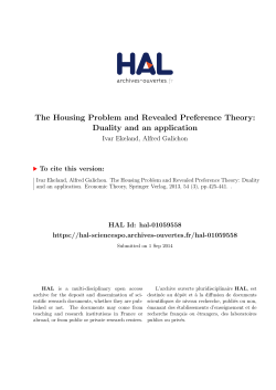 The Housing Problem and Revealed Preference Theory - Hal-SHS