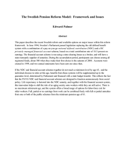 The Swedish Pension Reform Model: Framework and