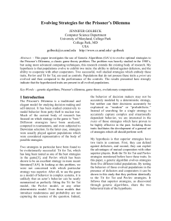 Evolving Strategies for the Prisoner`s Dilemma