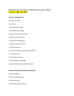 Playing Rules for Missouri Qualifying League (MQL)