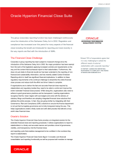 Oracle Hyperion Financial Close erion Financial Close Suite