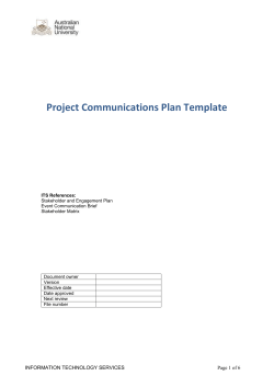 Project communications plan  - Services