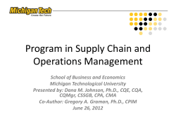 Program in Supply Chain and Operations Management