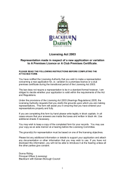 Premises Licence Objection Form