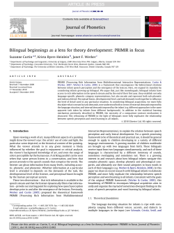 Bilingual beginnings as a lens for theory development PRIMIR in focus