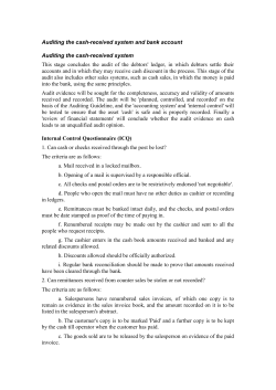 Auditing the cash-received system and bank account