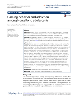 Gaming behavior and addiction among Hong Kong adolescents