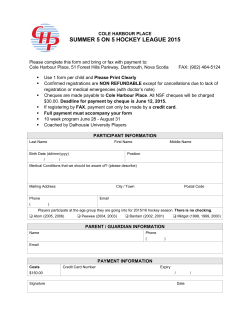 Cole Harbour Summer Hockey League Registration 2015