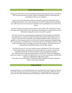 R.D.D.A May Newsletter Hello again! Welcome to the second