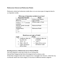 Multinomial, Ordered and Multivariate Models Multinomial, ordered