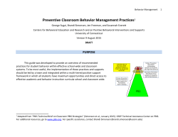 Preventive Classroom Behavior Management Practices