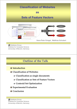 Classification of Websites as Sets of Feature Vectors