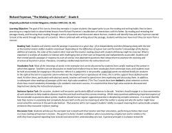 Instructional Exemplar for Feynman`s &ldquo;The Making of a Scientist&rdquo;