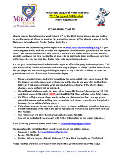 The Miracle League of North Alabama &ndash; 2016 Registration Form