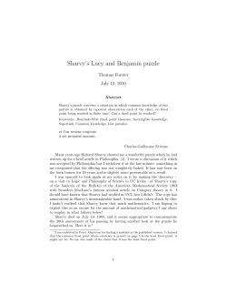 Sharvy`s Lucy and Benjamin puzzle - dpmms
