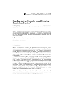 Extending Austrian Economics toward Psychology: Rules in Loan