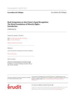 Book Symposium on Alan Patten`s Equal Recognition
