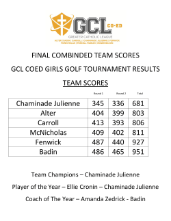 FINAL COMBINDED TEAM SCORES GCL COED GIRLS GOLF
