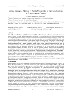 Coping Strategies Adopted by Public Universities in