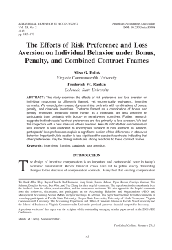 The Effects of Risk Preference and Loss Aversion on Individual