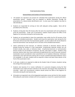 Final Examination Policy General Rules and