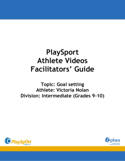 PlaySport Athlete Videos Facilitators` Guide