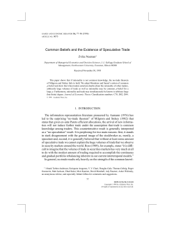 Common Beliefs and the Existence of Speculative Trade