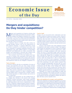Mergers and Acquisitions - Philippine Institute of Development Studies