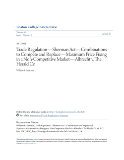 Trade Regulation&mdash;Sherman Act&mdash;Combinations to Compete and