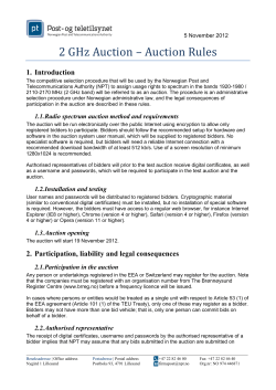 2 GHz Auction – Auction Rules - Norwegian Communications Authority