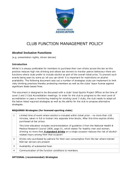 SCA Good Sports Club Function Management Policy