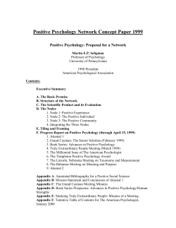 Executive Summary: Positive Psychology Network