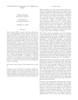 The Economic Approach to &ldquo;Theory of Mind&rdquo;