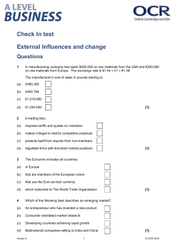 A Level Business Check In test - External Influences and