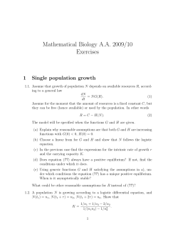 Mathematical Biology AA 2009/10 Exercises