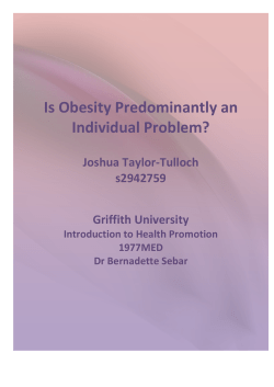 Is Obesity Predominantly an Individual Problem? - Josh taylor