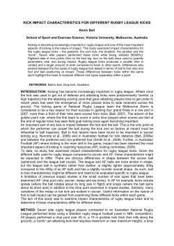 kick impact characteristics for different rugby league kicks