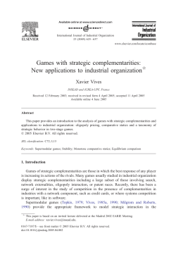 Games with strategic complementarities: New
