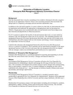 Enterprise Risk Management Advisory Committee Charter