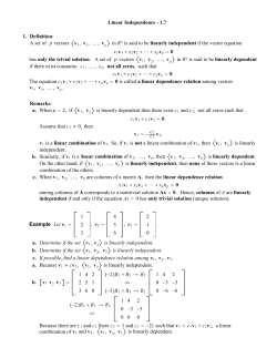 A set of p vectors v1, v2, q, vp in Rn is said to be linearly