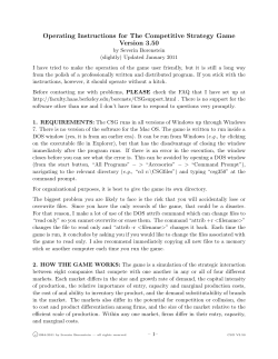 Operating Instructions for The Competitive Strategy Game Version