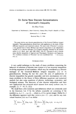 On Some New Discrete Generalizations of Gronwall`s Inequality