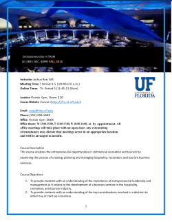 Entrepreneurship in TRSM LEI 3843 (SEC. 4099) FALL 2015