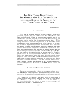 The New Table Game Craze - Scholarly Commons @ UNLV Law