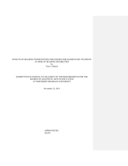 Effects of Reading Intervention Strategies for Elementary Students At