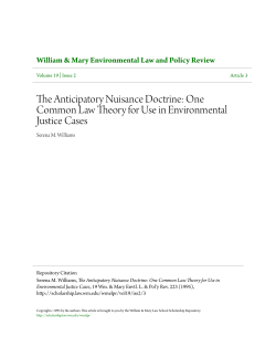 The Anticipatory Nuisance Doctrine: One Common Law Theory for